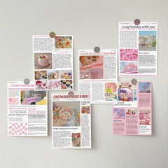 10Pcs Pink Memory Poster Series Card Postcard DIY Wall Decoration Card