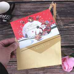3D Christmas Card Cartoon Santa Snowman Blessing Message Card