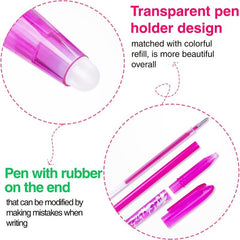 8pcs Erasable Gel Pens 0 5mm Tip Rub Out Pens With Rubber Adults School Office