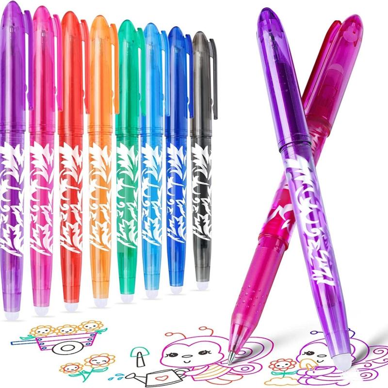 8pcs Erasable Gel Pens 0 5mm Tip Rub Out Pens With Rubber Adults School Office