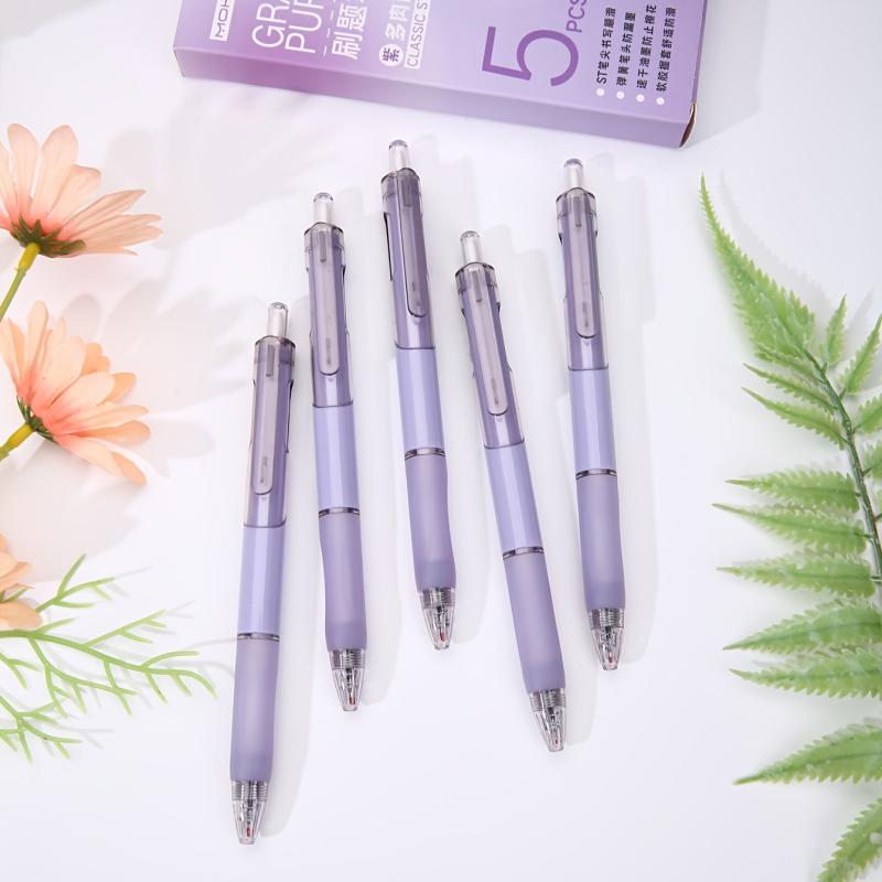 5pcs Purple Retractable Gel Pen Single Box
