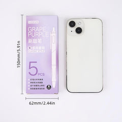 5pcs Purple Retractable Gel Pen Single Box