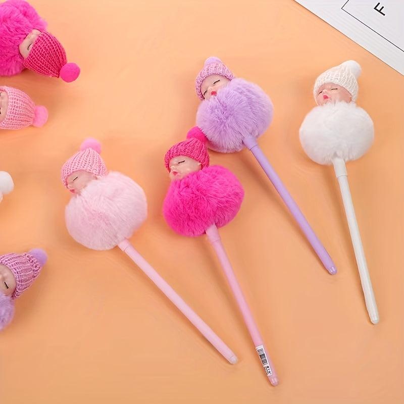 1pc Doll 0.5mm Fluffy Pen Pastel Girls Christmas Gift Multicolor Fancy Pen