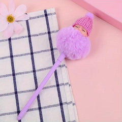 1pc Doll 0.5mm Fluffy Pen Pastel Girls Christmas Gift Multicolor Fancy Pen