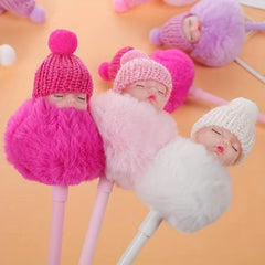 1pc Doll 0.5mm Fluffy Pen Pastel Girls Christmas Gift Multicolor Fancy Pen