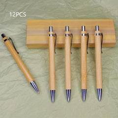 12PCS Bamboo Pen Set Portable Office Signature Pen