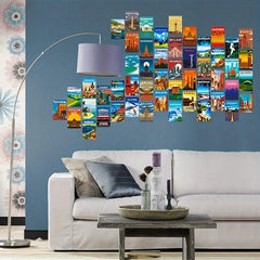 50pcs Vintage Travel Posters Collage Kit for Urban Travelers Teens