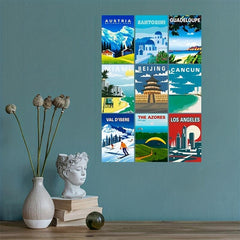 50pcs Vintage Travel Posters Collage Kit for Urban Travelers Teens
