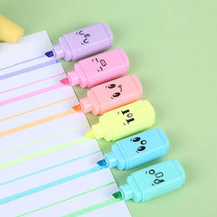 6pcs Mini Expression Fluorescent Pen Highlighter Set