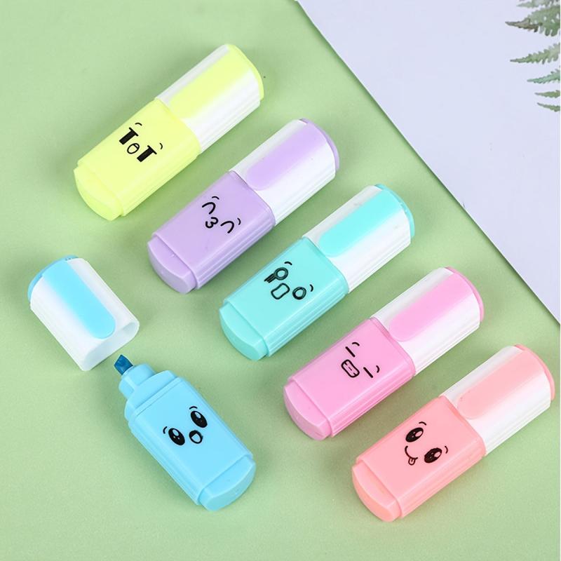 6pcs Mini Expression Fluorescent Pen Highlighter Set