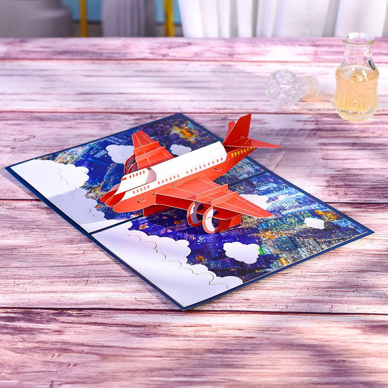 3D Airplane Pop Up Birthday Card Business Airplane Fathers Greeting Cards