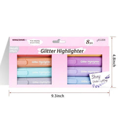8 Piece Glitter Highlighter Set for School & Office