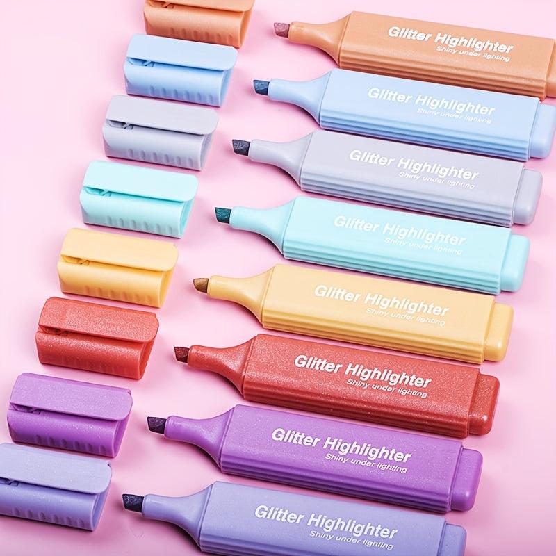 8 Piece Glitter Highlighter Set for School & Office