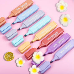 8 Piece Glitter Highlighter Set for School & Office