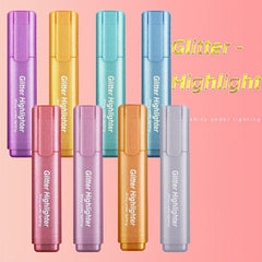 8 Piece Glitter Highlighter Set for School & Office