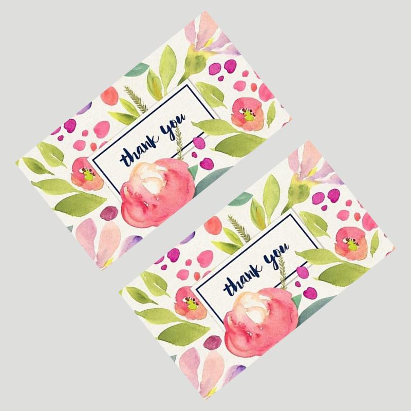 50pcs Flower Thank You Cards for Weddings, Baby Showers, Business - Brides