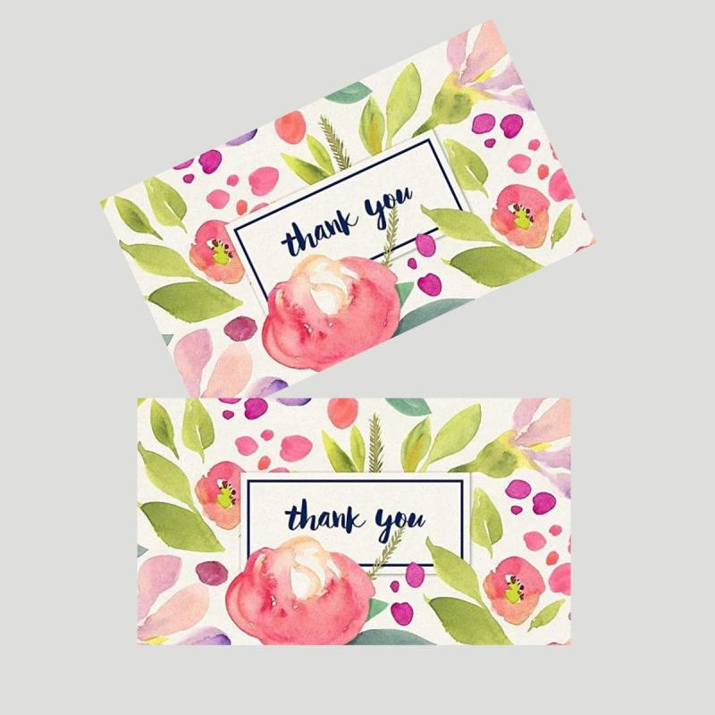50pcs Flower Thank You Cards for Weddings, Baby Showers, Business - Brides