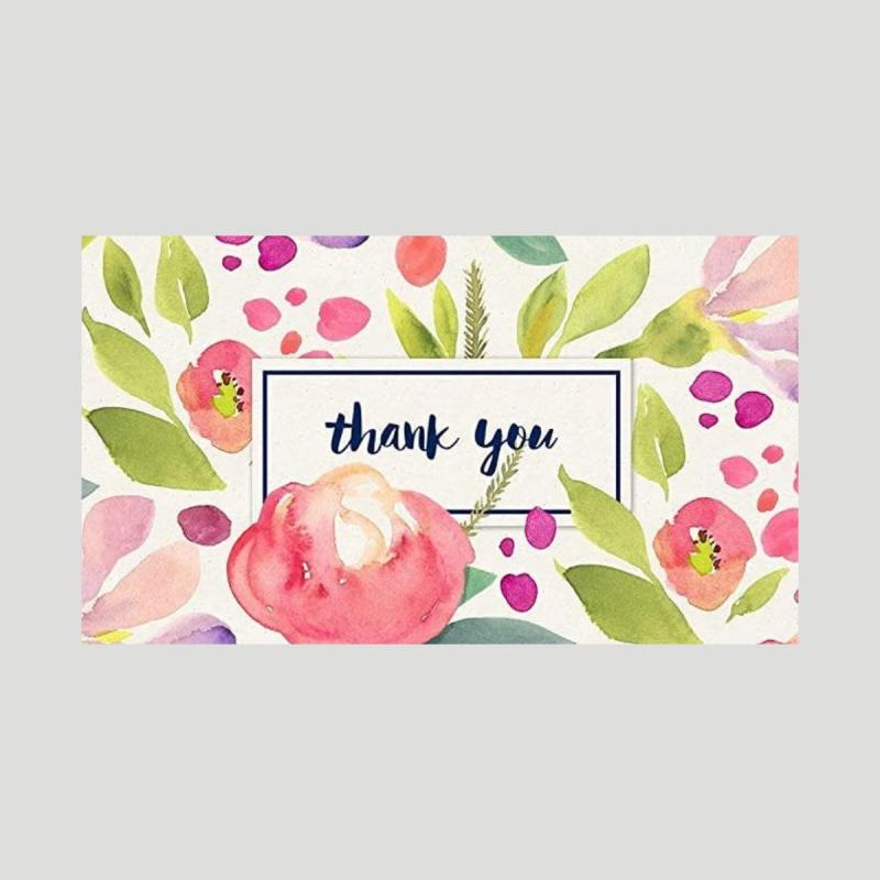 50pcs Flower Thank You Cards for Weddings, Baby Showers, Business - Brides