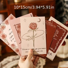 30pcs Romantic Rose Decoration Cards Wall Postcard Picture Frame Wall Sticker