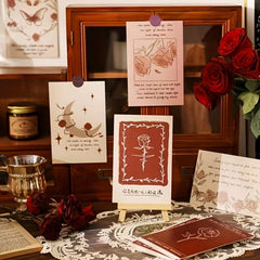 30pcs Romantic Rose Decoration Cards Wall Postcard Picture Frame Wall Sticker