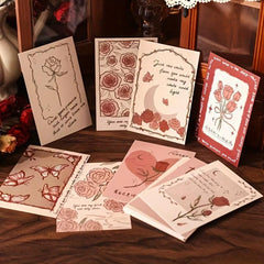 30pcs Romantic Rose Decoration Cards Wall Postcard Picture Frame Wall Sticker