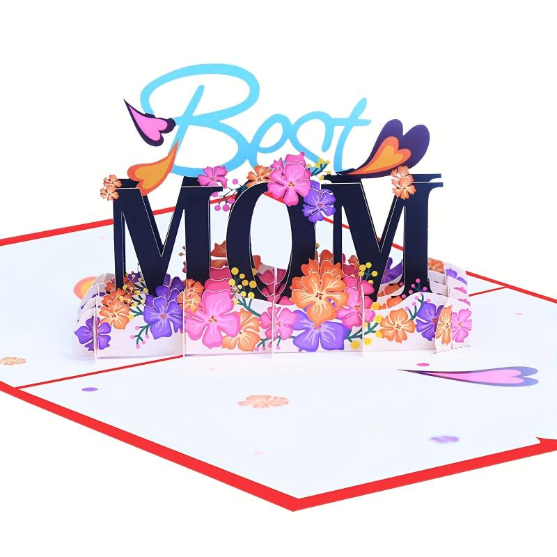 1pc MOM 3D Greeting Card Colorful Birthday Blessing Card