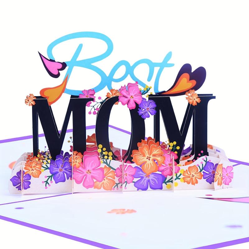 1pc MOM 3D Greeting Card Colorful Birthday Blessing Card