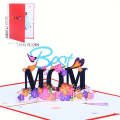 1pc MOM 3D Greeting Card Colorful Birthday Blessing Card