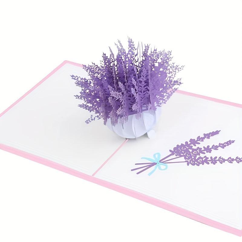 3D Lavender Thank You Card Laser Engraved Greeting Card
