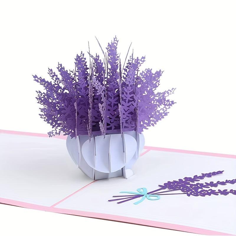3D Lavender Thank You Card Laser Engraved Greeting Card