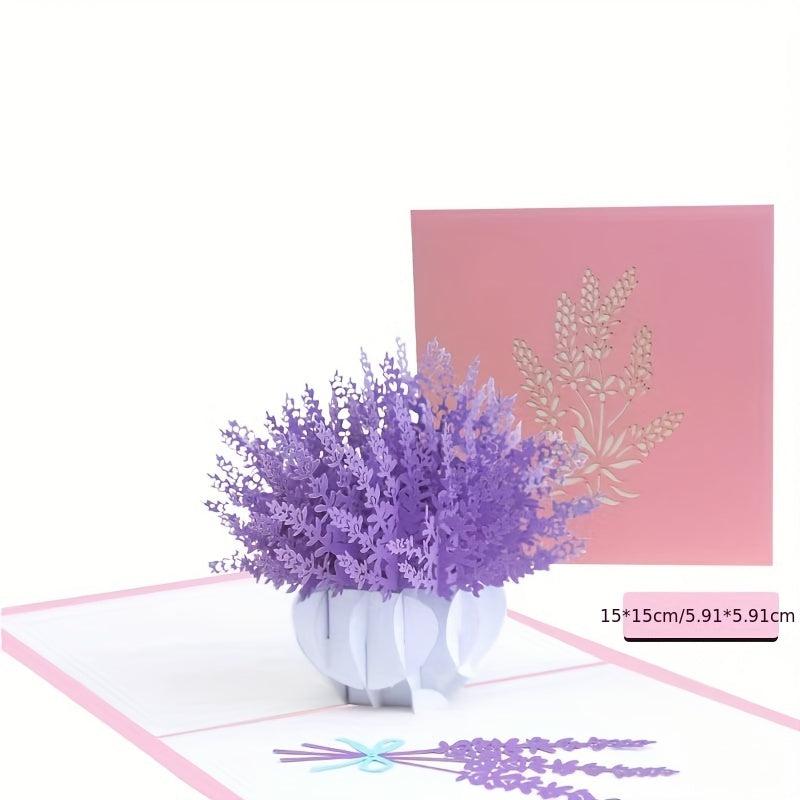 3D Lavender Thank You Card Laser Engraved Greeting Card