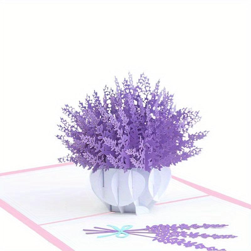 3D Lavender Thank You Card Laser Engraved Greeting Card