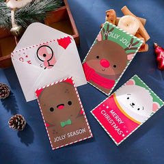6pcs Christmas Greeting Cards Creative Blessing Handwritten Thank You Envelope