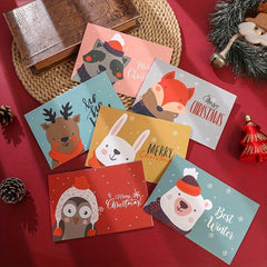 6pcs Christmas Greeting Cards Creative Blessing Handwritten Thank You Envelope