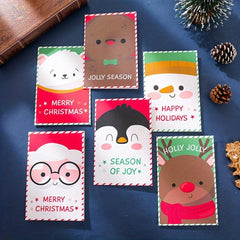 6pcs Christmas Greeting Cards Creative Blessing Handwritten Thank You Envelope