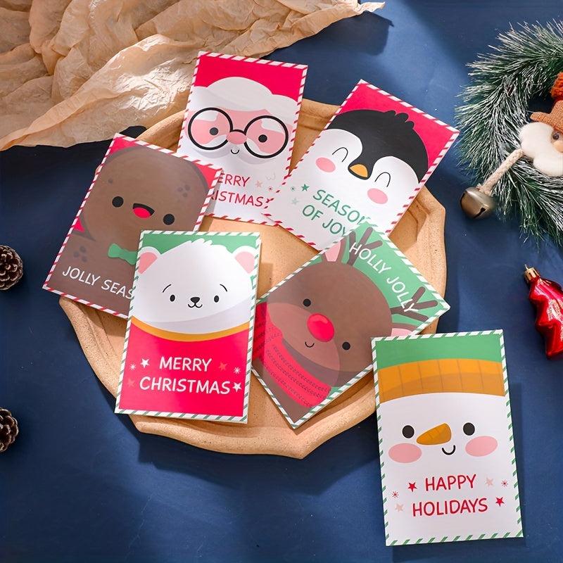 6pcs Christmas Greeting Cards Creative Blessing Handwritten Thank You Envelope