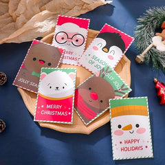 6pcs Christmas Greeting Cards Creative Blessing Handwritten Thank You Envelope