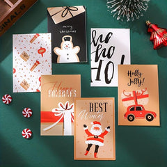 6pcs Christmas Greeting Cards Creative Blessing Handwritten Thank You Envelope