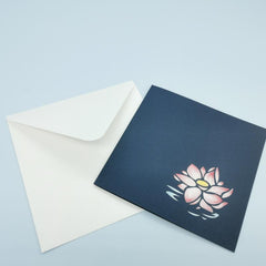3D Lotus Pop Up Greeting Card Chinese Style Flower Birthday
