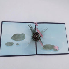 3D Lotus Pop Up Greeting Card Chinese Style Flower Birthday