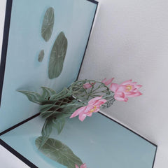 3D Lotus Pop Up Greeting Card Chinese Style Flower Birthday