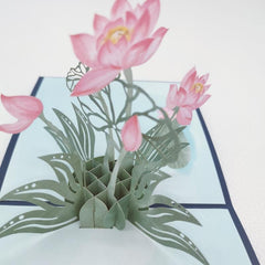 3D Lotus Pop Up Greeting Card Chinese Style Flower Birthday