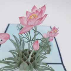 3D Lotus Pop Up Greeting Card Chinese Style Flower Birthday