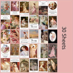 30pcs European American Retro Painting Postcard Greeting Vintage Art Card