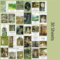 30pcs European American Retro Painting Postcard Greeting Vintage Art Card