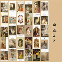 30pcs European American Retro Painting Postcard Greeting Vintage Art Card