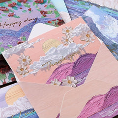 6pcs Scenery Painting Greeting Cards for Holidays & Occasions
