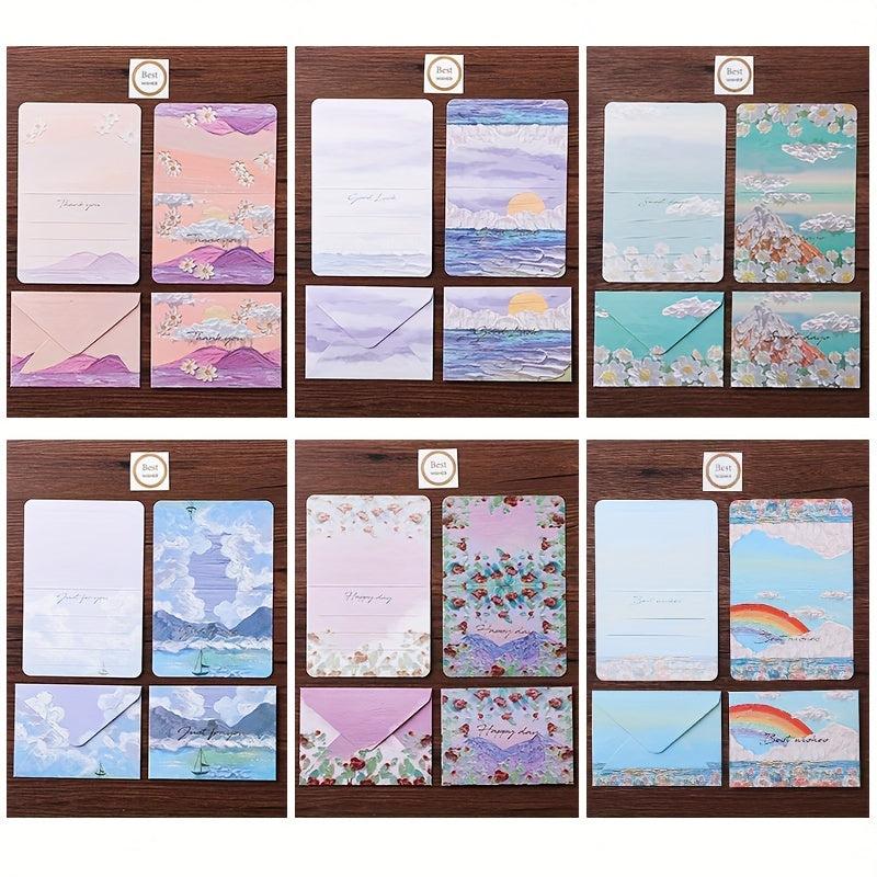 6pcs Scenery Painting Greeting Cards for Holidays & Occasions