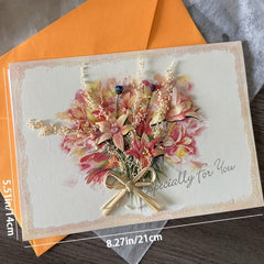 Pink Paper Dried Flower Greeting Card For Coworker Mother's Day Blessings