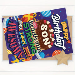 Funny Happy Birthday Card For Son - Son Gift - From Mom Dad - 16th 18th 21st 25t